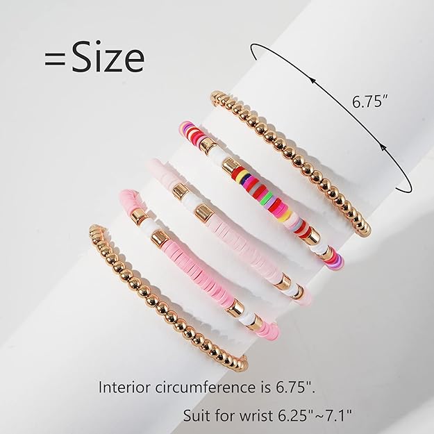 ONE: Premium Handmade New Lite Pink Set 5pcs Bracelet's for Women