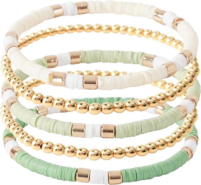 ONE: Premium Handmade New Lite Green Set 5pcs Bracelet's for Women