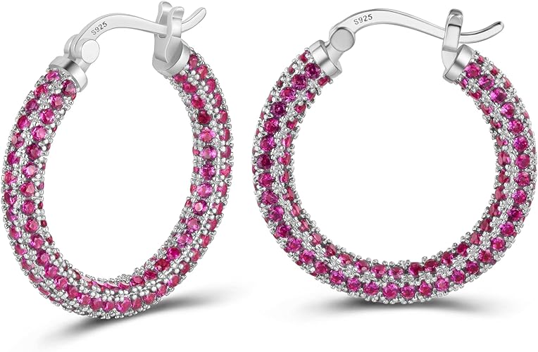 ONE: 925 Sterling Silver Post Hoop Earrings 14K Gold Plated Jewelry CZ
