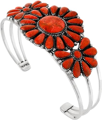 ONE :💎Color: Handmade Genuine Natural Coral Turquoise and 925 Sterling Silver (Solid) Cuff Bracelet