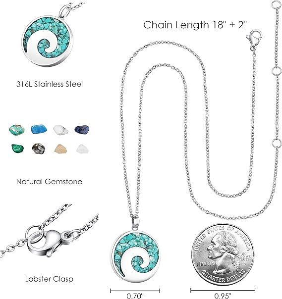 ONE: Wave Turquoise +White Howlite Stainless Steel Pendant Necklaces