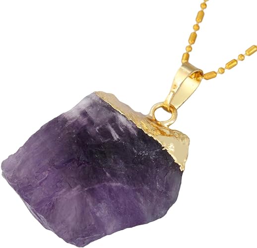 ONE: Handmade Healing Crystal Pendant Necklace, Natural Energy Stone Amethyst Quartz