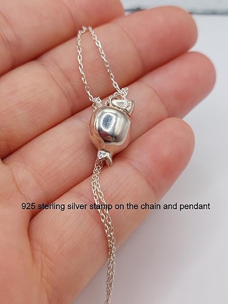 ONE: Necklace Genuine 925 Sterling Silver SOLID: Style: Pomegranate