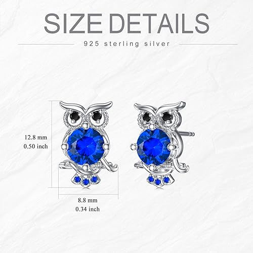 ONE PAIR:  Hoop Earrings Genuine 925 Sterling Silver OWL STUD