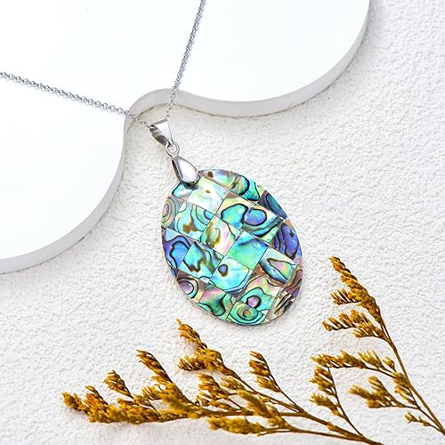 ONE: Handmade Healing Crystal Abalone Shell Pendant Necklace