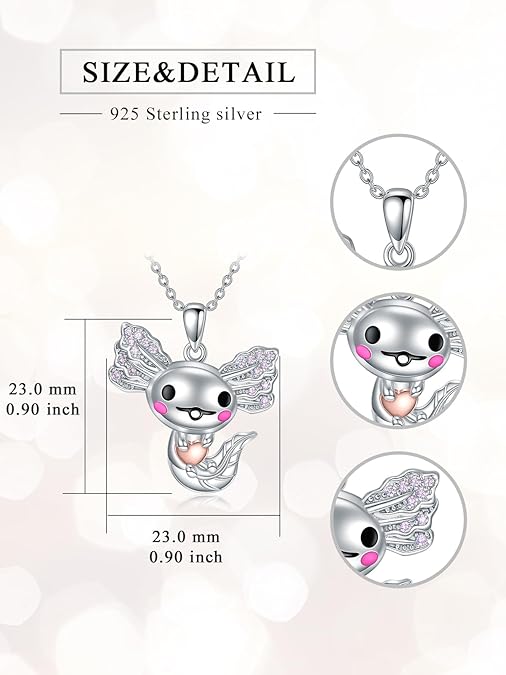 ONE :💎The Smile Axolotl is an amazing animal  Pendant Necklace Fine Jewelry 💎