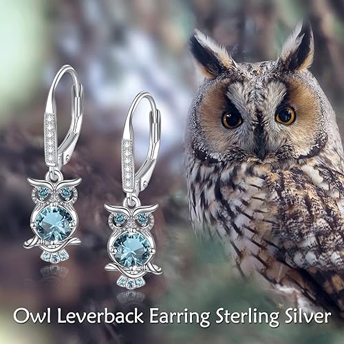 ONE PAIR:  Hoop Earrings Genuine 925 Sterling Silver OWL STUD