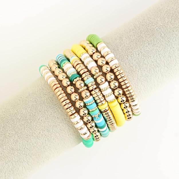 ONE: Premium Handmade New Green Set 7pcs Bracelet's for Women