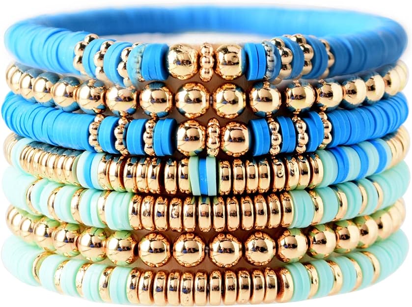 ONE: Premium Handmade New Blue Set 7pcs Bracelet's for Women