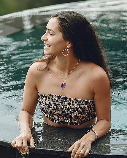 ONE: Handmade Healing Crystal Pendant Necklace, Natural Energy Stone Amethyst-Heart