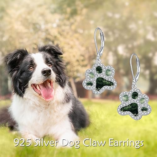 ONE PAIR:  Hoop Earrings Genuine 925 Sterling Silver Style: Lever back Paw Earrings