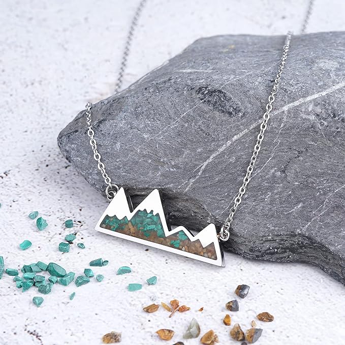 ONE: Turquoise Mountain Jewelry Stainless Steel Pendant Necklace