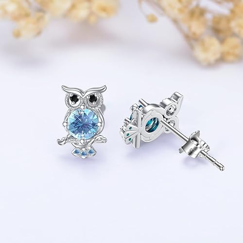 ONE PAIR:  Hoop Earrings Genuine 925 Sterling Silver OWL STUD