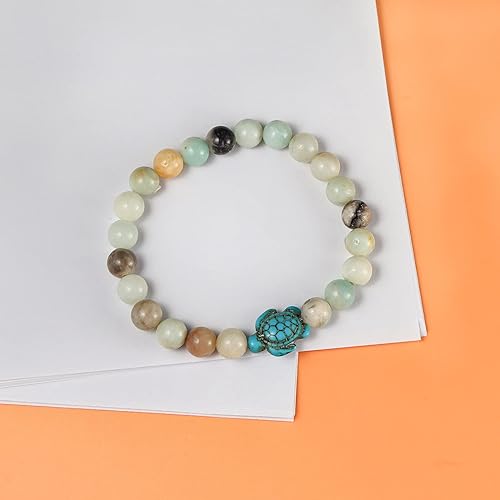 Natural Stones Beaded Bracelet Elastic Stretch Sea Turtle