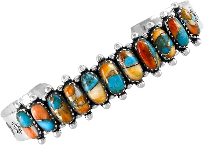 ONE :💎Color: Handmade Genuine Multi Matrix Turquoise and 925 Sterling Silver (Solid) Cuff Bracelet