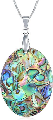ONE: Handmade Healing Crystal Abalone Shell Pendant Necklace