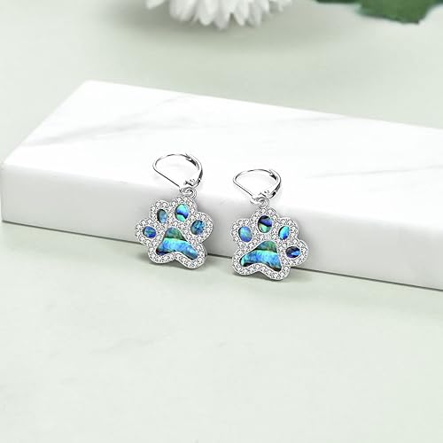 ONE PAIR:  Hoop Earrings Genuine 925 Sterling Silver Style: Lever back Paw Earrings
