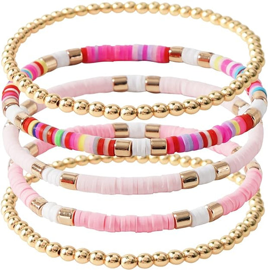 ONE: Premium Handmade New Lite Pink Set 5pcs Bracelet's for Women