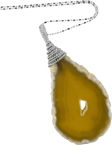ONE: Handmade Healing Crystal Pendant Necklace, Natural Energy Stone YELLOW