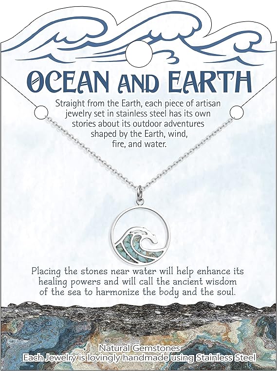 ONE: Wave Turquoise +White Howlite Stainless Steel Pendant Necklaces