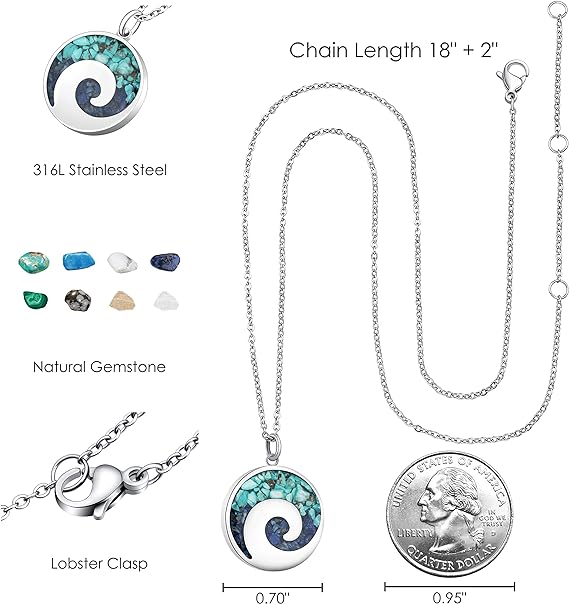 ONE: Wave Turquoise +White Howlite Stainless Steel Pendant Necklaces
