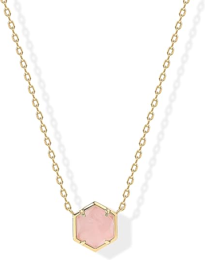ONE: Handmade Healing Gemstone 14K Yellow Gold Plated  Pendant Necklace Rose Quartz