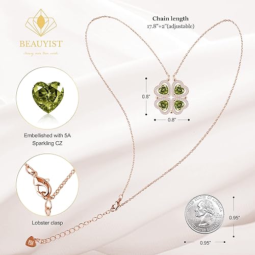 ONE: Lucky Four Leaf Rose Gold Amethyst Clover Pendant Necklaces for Women & Girls 925