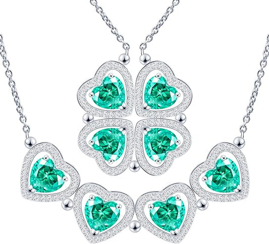 ONE: Lucky Four Leaf GREEN Clover Pendant Necklaces for Women & Girls 925