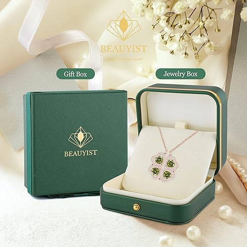 ONE: Lucky Four Leaf Rose Gold Amethyst Clover Pendant Necklaces for Women & Girls 925