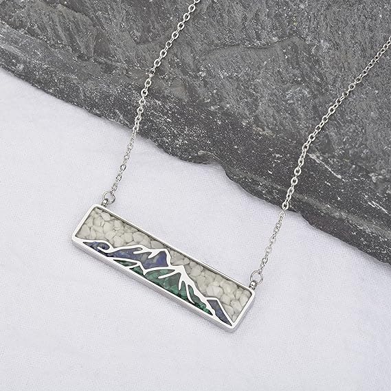 ONE: Turquoise Bar Mountain Howlite Stainless Steel Pendant Necklace