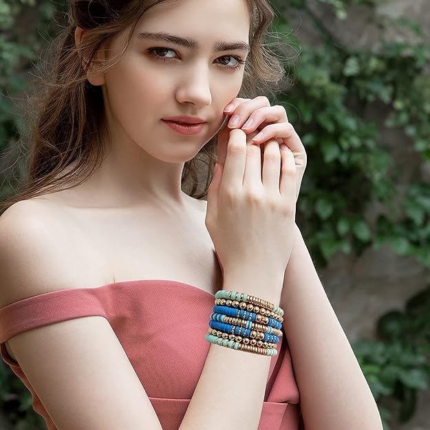 ONE: Premium Handmade New Blue Set 7pcs Bracelet's for Women