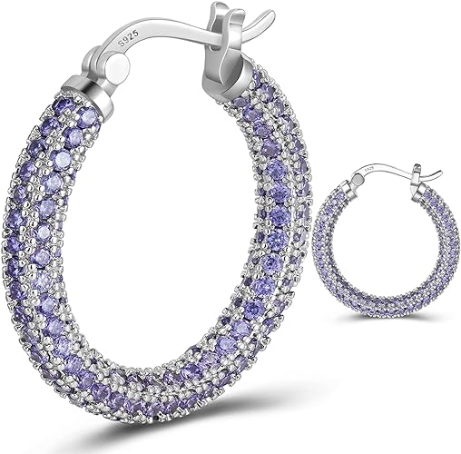 ONE: 925 Sterling Silver Post Hoop Earrings 14K Gold Plated Jewelry CZ