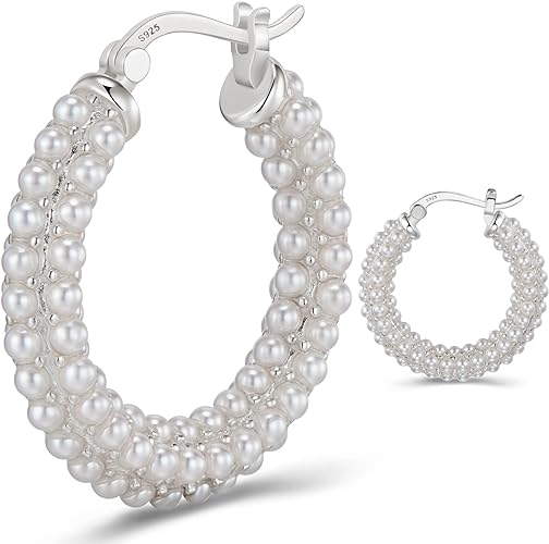 ONE: 925 Sterling Silver Post Hoop Earrings 14K Gold Plated Jewelry CZ