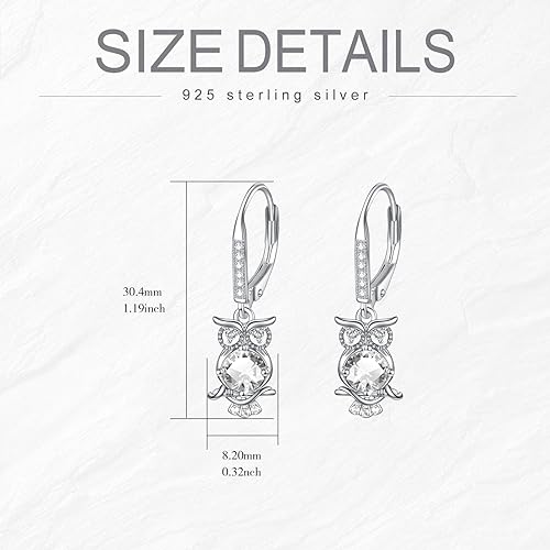 ONE PAIR:  Hoop Earrings Genuine 925 Sterling Silver OWL STUD