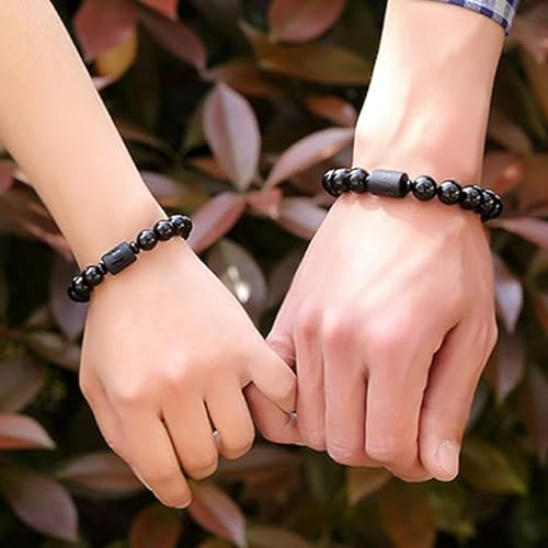 ONE: Premium 12MM Handmade Beaded Bracelet Natural Obsidian Stone Bead Bracelet Couple Women 10mm Dragon and Phoenix Jewelry