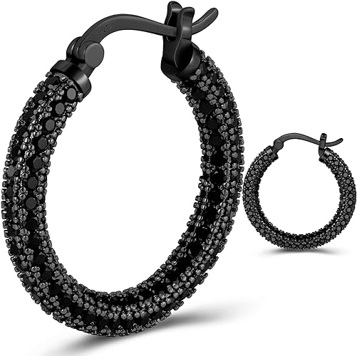ONE:  ONE: 925 Sterling Silver Post Hoop Earrings 14K Gold Plated Jewelry CZ