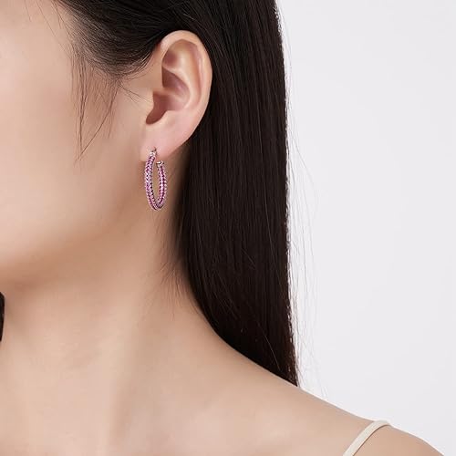 ONE: 925 Sterling Silver Post Hoop Earrings 14K Gold Plated Jewelry CZ