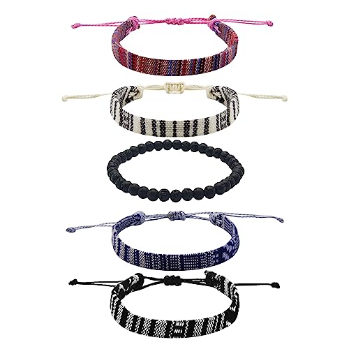 ONE: Premium 5 Pcs Bracelet Men Women, Bracelets For Men, Handmade Ankle or Wrist Bracelet Adjustable, Waterproof for Men Women