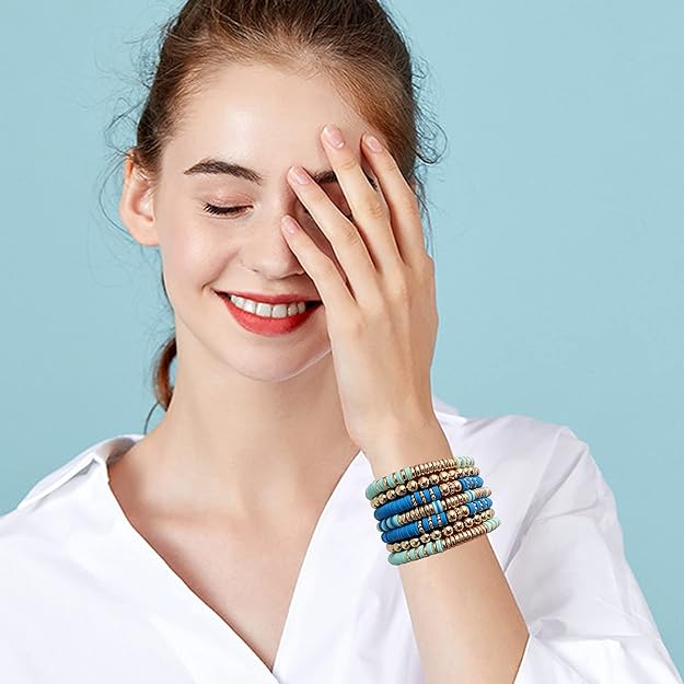 ONE: Premium Handmade New Blue Set 7pcs Bracelet's for Women