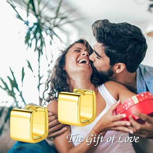 ONE: Thick Hoops Earrings Sterling Silver 925 Sterling Silver 14K Gold Plated Jewelry CZ