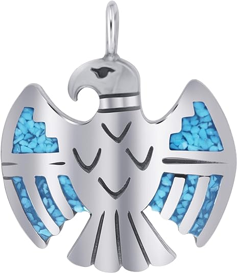 ONE: Santa Fe Bald Eagle Turquoise Gemstone Southwestern Style 925 Sterling Silver Pendant