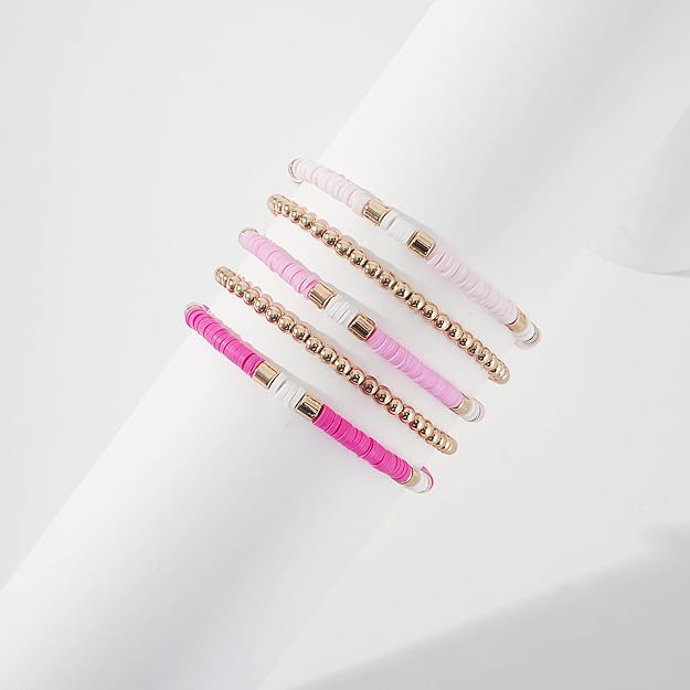 ONE: Premium Handmade New Lite Pink Set 5pcs Bracelet's for Women