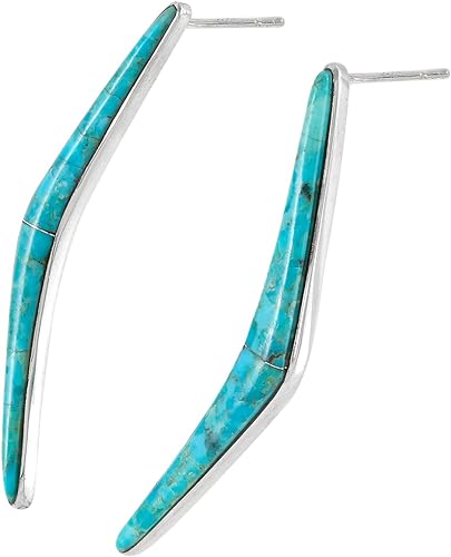 ONE :💎Color: Handmade Genuine Natural Turquoise Earrings 925 Sterling Silver (Solid)