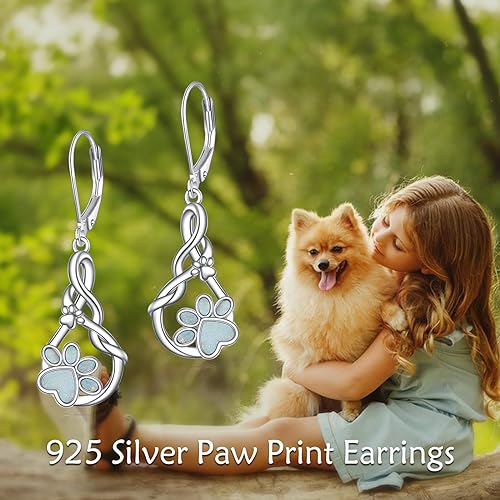 ONE PAIR:  Hoop Earrings Genuine 925 Sterling Silver Style: Lever back Paw Earrings