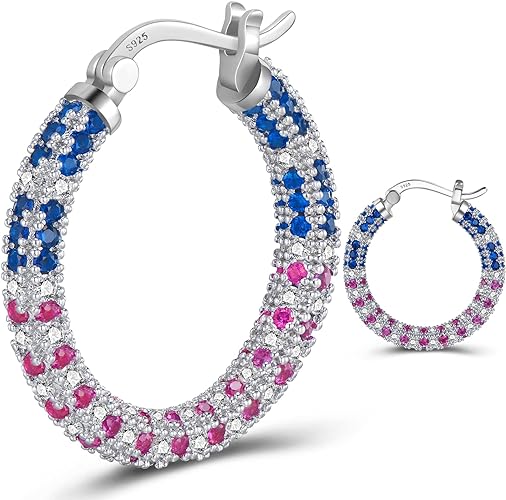 ONE:  ONE: 925 Sterling Silver Post Hoop Earrings 14K Gold Plated Jewelry CZ