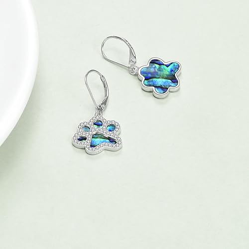 ONE PAIR:  Hoop Earrings Genuine 925 Sterling Silver Style: Lever back Paw Earrings