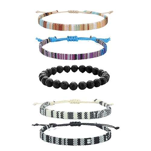 ONE: Premium 5 Pcs Bracelet Men Women, Bracelets For Men, Handmade Ankle or Wrist Bracelet Adjustable, Waterproof for Men Women