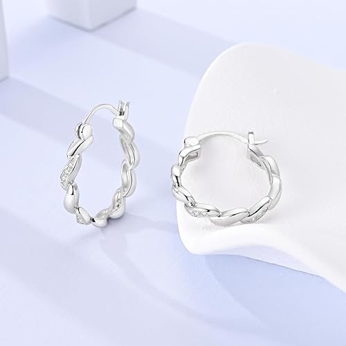 ONE: 925 Sterling Silver Hoop Earrings 14K Gold Plated Jewelry CZ