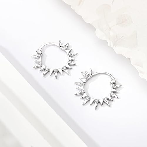 ONE: 925 Sterling Silver Hoop Earrings 14K Gold Plated Jewelry CZ