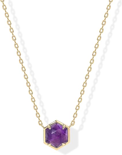 ONE: Handmade Healing Gemstone 14K Yellow Gold Plated  Pendant Necklace Amethyst